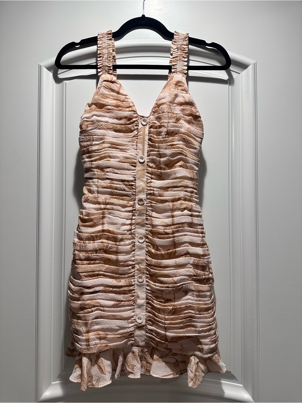 Ted Baker Peach Ruched Button-Front Mini Dress
